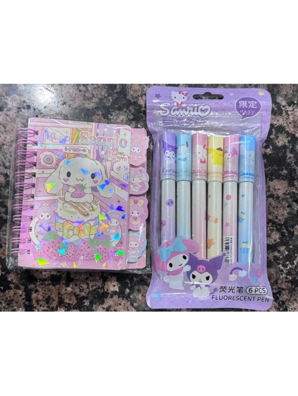 2PC Sanrio Character Notebook and Highlighter Set